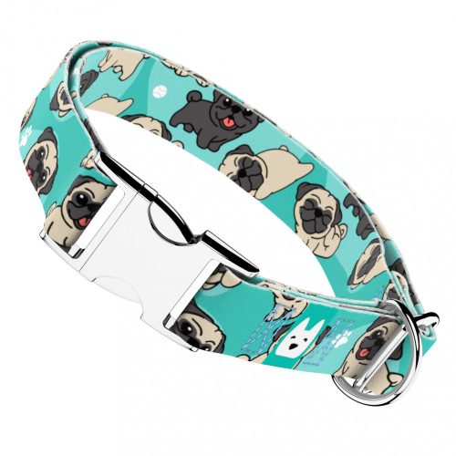 April&June Mopsz nyakörv (kék) ezüst csattal